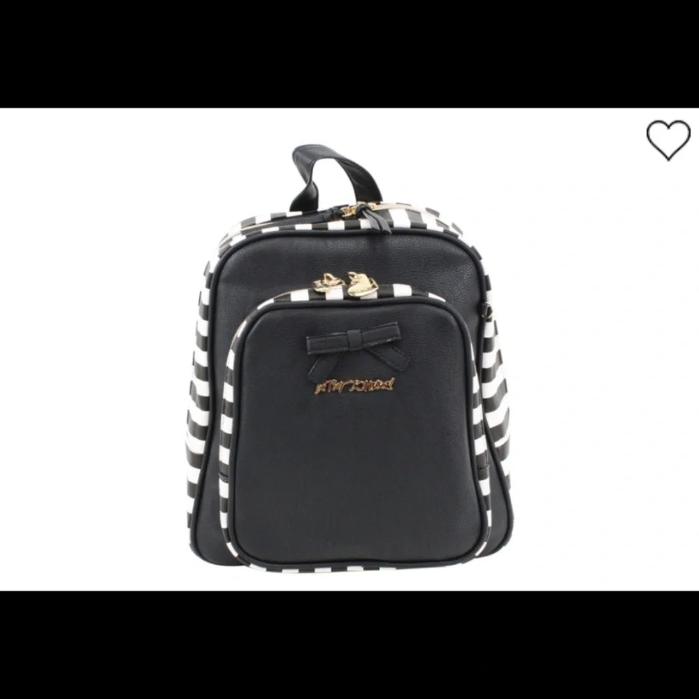 Betsey Johnson black striped backpack